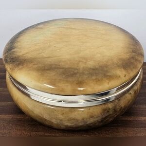 Vintage Italian Alabaster Hinged Jewelry Trinket Box Brown Green Marbled